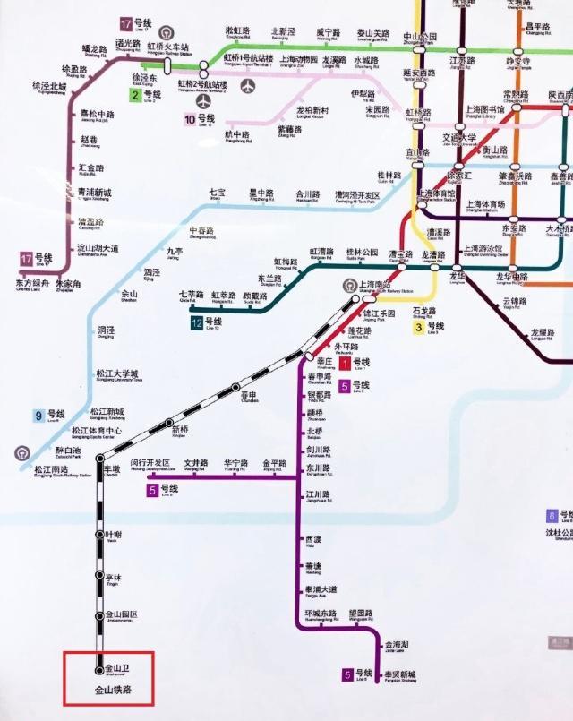 新版的上海轨道交通线路图当中已经赫然包含了金山铁路,并且具有两