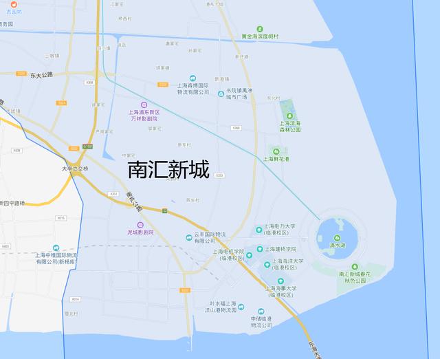 上海市浦东新区的临港新城,又称之为南汇新城,该地区的地图如下