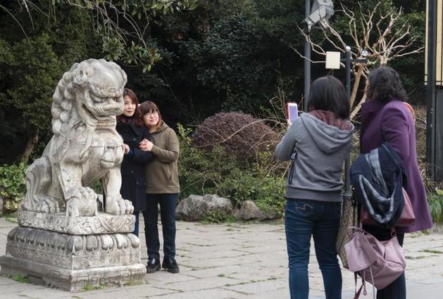上海热线HOT新闻--上海公园铁臂山石狮成网红
