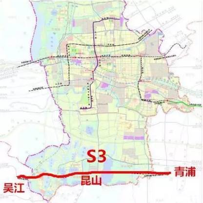 其中s3将由吴江区西端一直延伸至昆山淀山湖镇,   并最终连结淀山湖