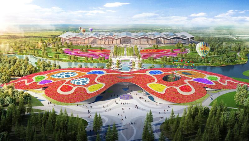 从空中俯瞰崇明"中国花博会"园区,雏形已现